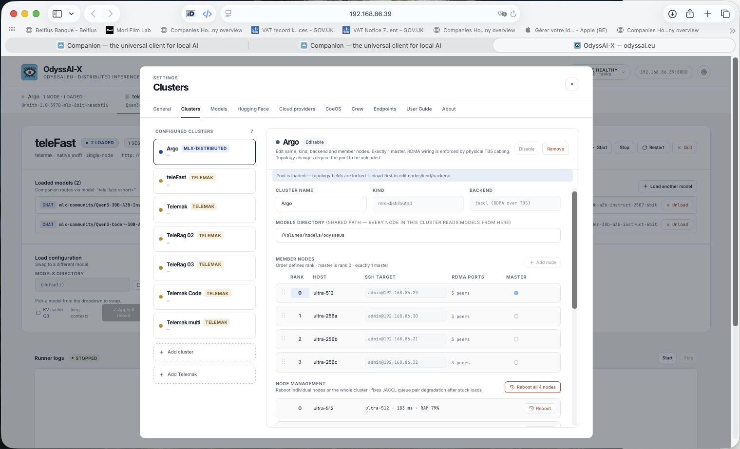 Cluster settings